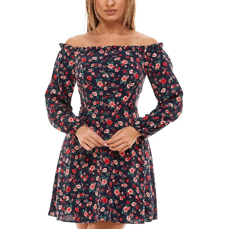 Limited Availability B. Darlin Womens Juniors Floral-Printed Mini Fit & Flare Dress