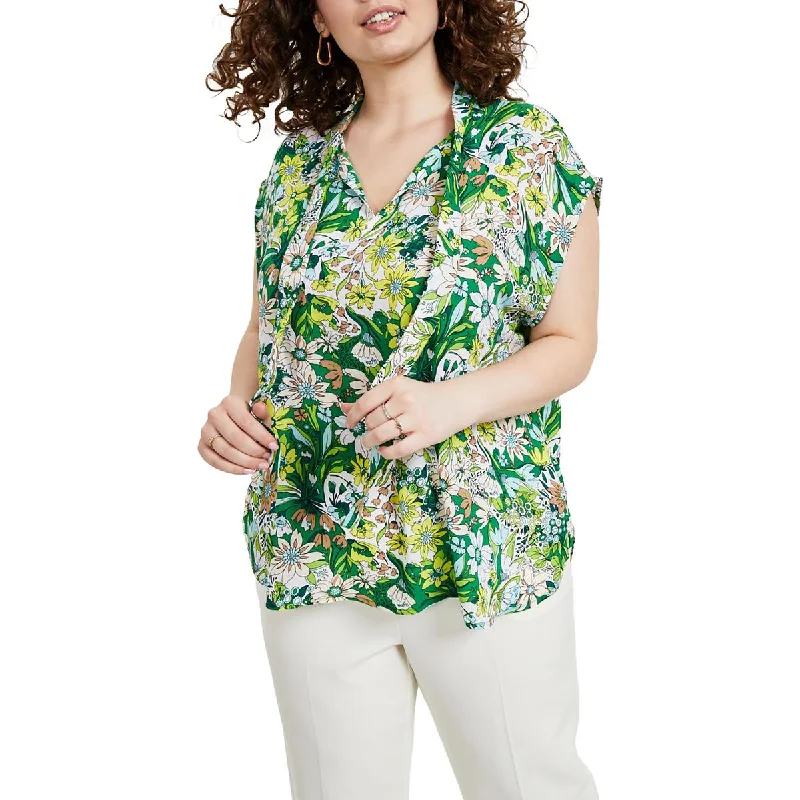 Big Discounts Bar III Womens Plus Floral Print  Blouse
