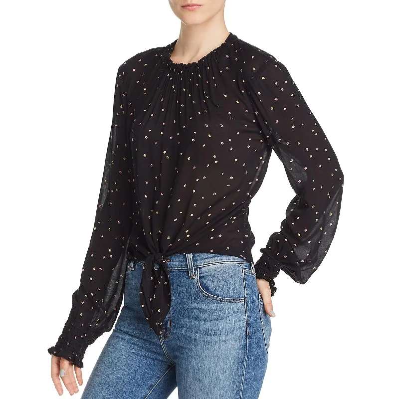 Instant Discount Bella Dahl Womens Floral Tie Front Top