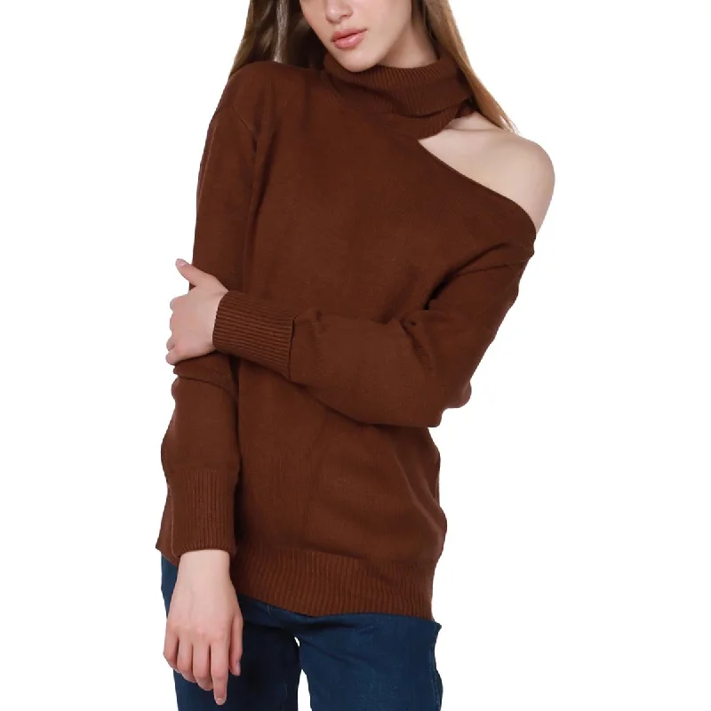 Warehouse Sale Black Tape_ Womens Cut-Out Warm Turtleneck Sweater