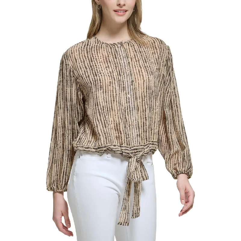 Savings Galore Calvin Klein Womens Chiffon Button-Down Top