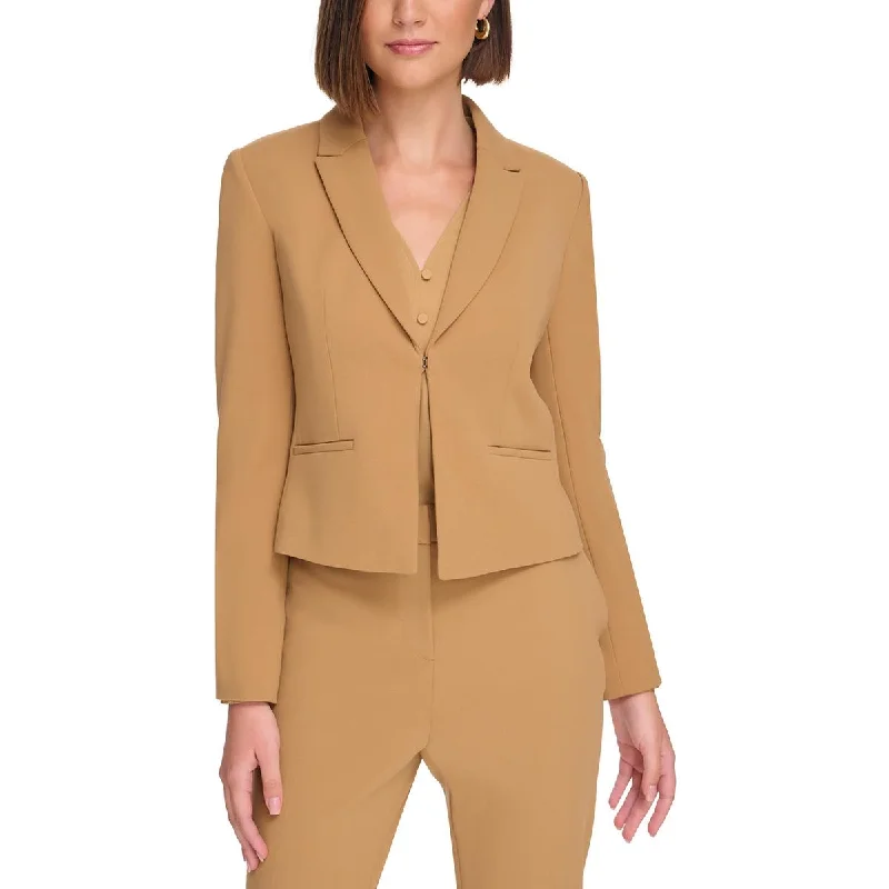 Special Savings Calvin Klein Womens Petites Collar Crepe Open-Front Blazer