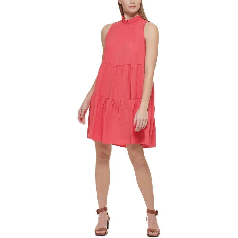 Final Markdown Calvin Klein Womens Ruffled Mini Fit & Flare Dress