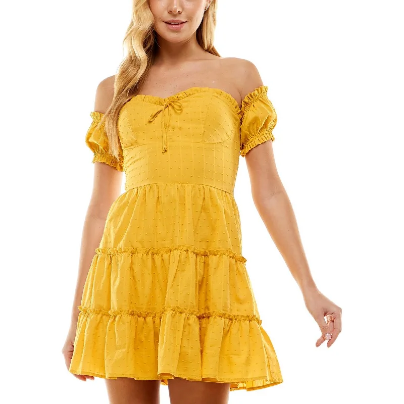 Weekend Special City Studio Womens Juniors Tiered Mini Fit & Flare Dress