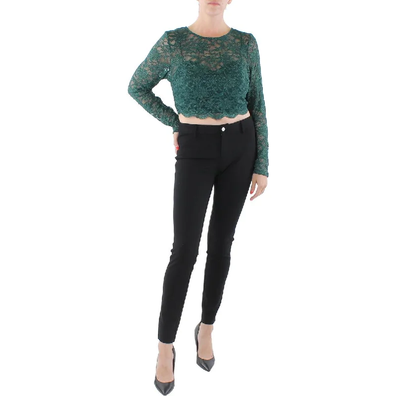 Special Price City Studios Womens Juniors Lace Glitter Cropped