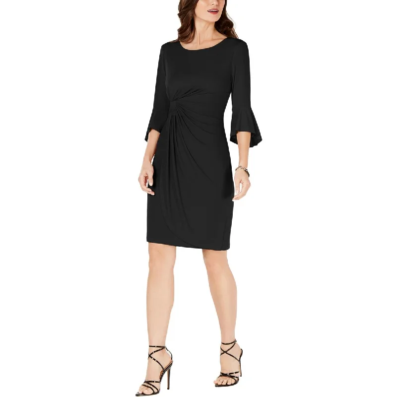 Discount Extravaganza Connected Apparel Womens Petites Ruched Bell Sleeves Sheath Dress