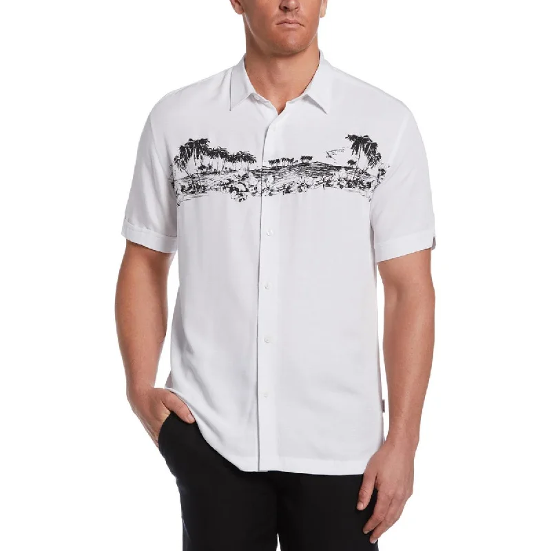 Referral Discount Cubavera Mens Collar Printed Button-Down Shirt