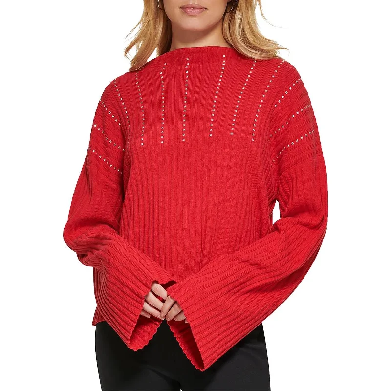 Crazy Deals DKNY Womens Embellished Cotton Pullover Sweater