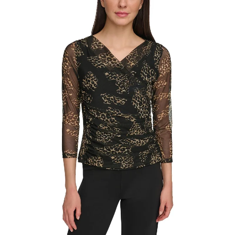Members Only DKNY Womens Animal Print  Blouse