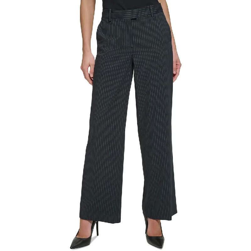 Shop and Save DKNY Womens Petites High Rise Business Wide Leg Pants
