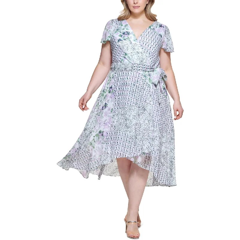 Crazy Savings DKNY Womens Plus Chiffon Hi-Low Cocktail and Party Dress