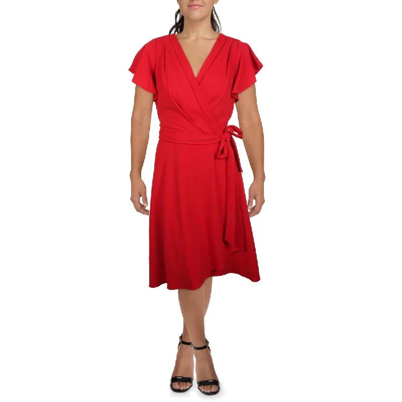 Savings Galore DKNY Womens Plus Pleated Mid Calf Wrap Dress