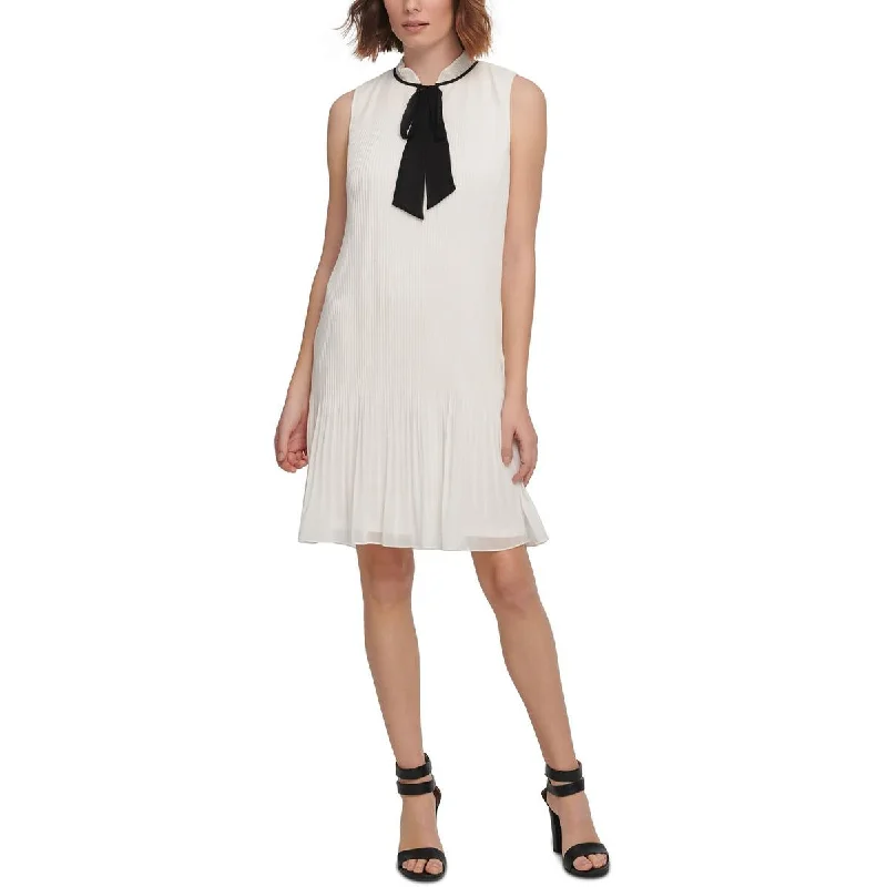 Savings Event DKNY Womens Tie Neck Mini Shift Dress