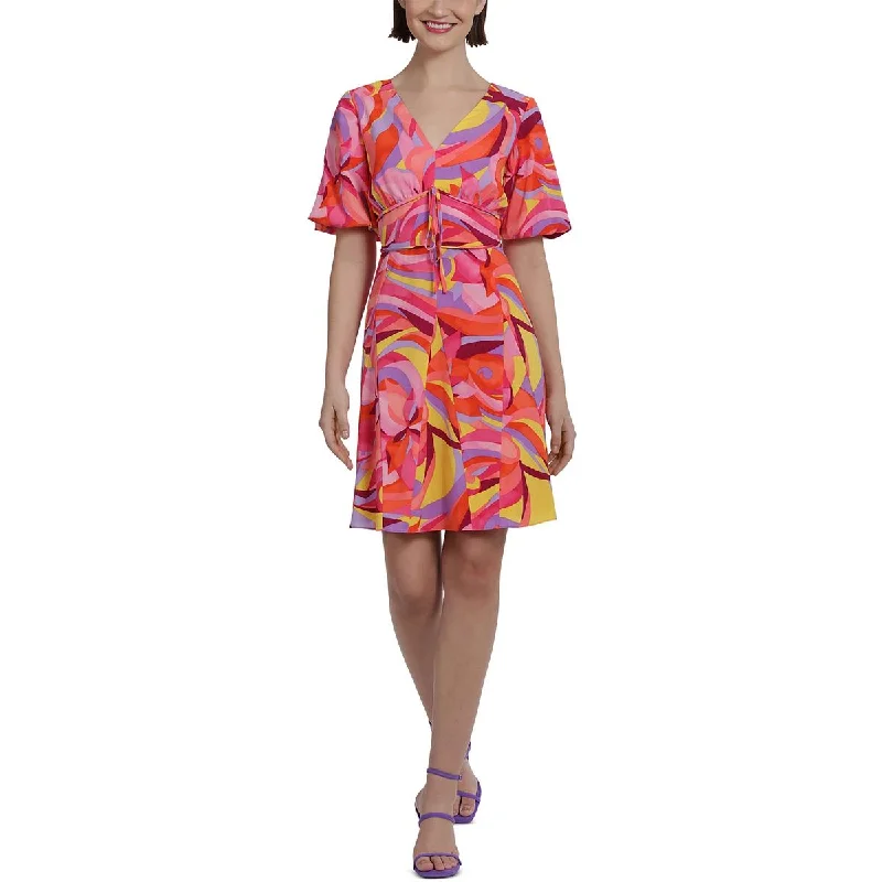 Instant Savings Donna Morgan Womens Printed Short Fit & Flare Dress
