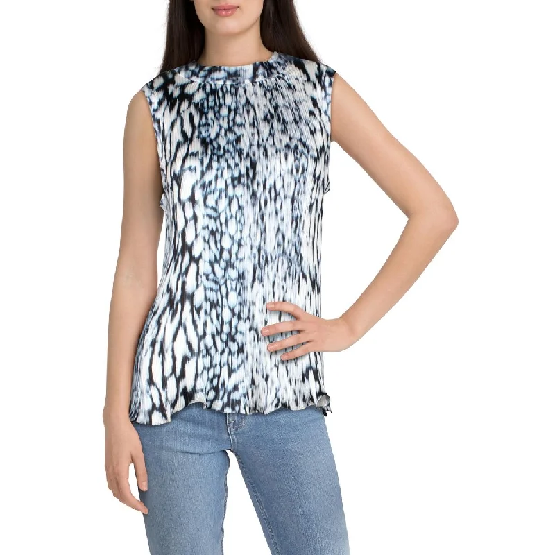Best Seller Elie Tahari Womens Textured Band Collar Blouse