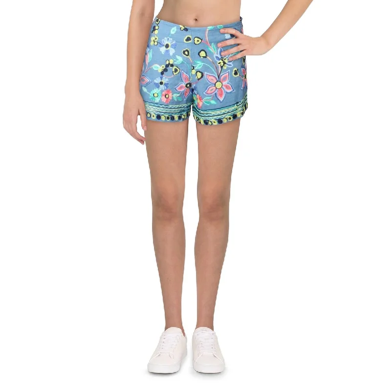 Price Cut English Factory Womens Embroidered Floral Casual Shorts