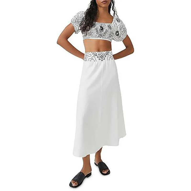 Savings Alert Free People Womens Embroidered Long Maxi Skirt