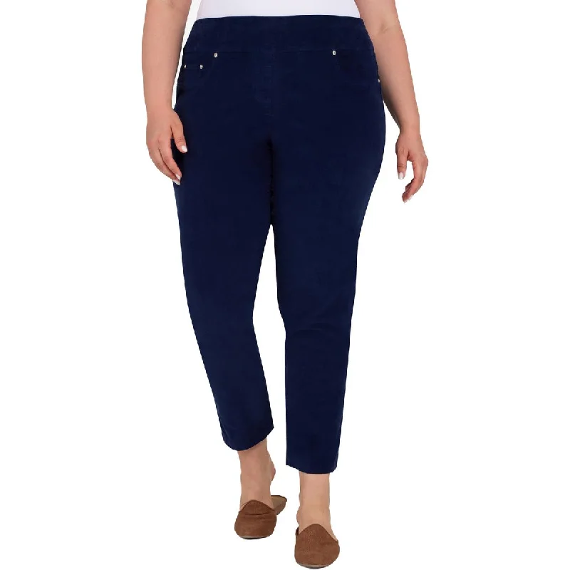 Midnight Madness Hearts of Palm Womens Plus Corduroy Cropped Straight Leg Pants