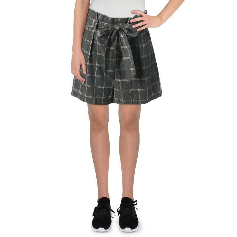 Incredible Offers HYFVE Womens Window Pane Paperbag High-Waist Shorts