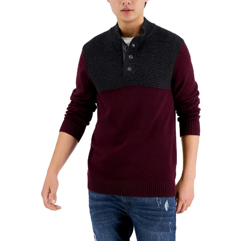 Massive Deals INC Mens Mock Neck Colorblock Pullover Sweater