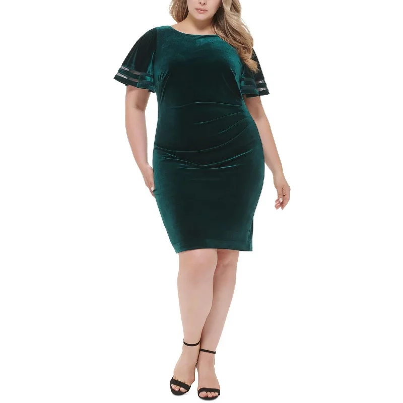 Price Drop Jessica Howard Womens Plus Velvet Pleated Midi Dress