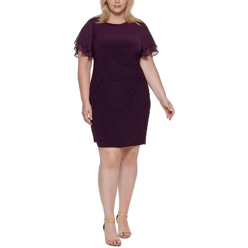 Limited Time Offer Jessica Howard Womens Plus Ruched Mini Sheath Dress