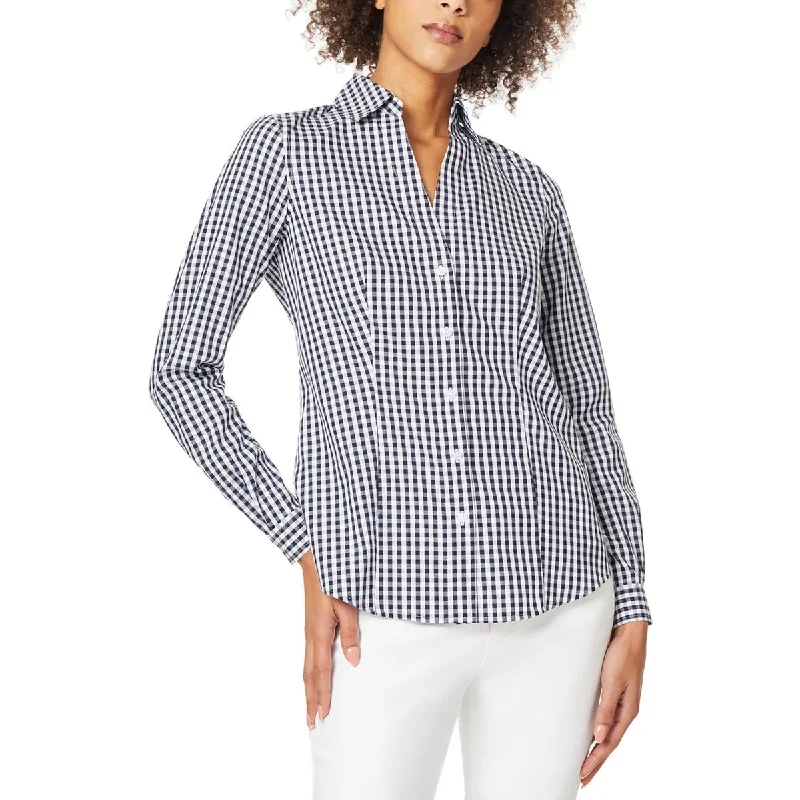 Price Drop Alert Jones New York Womens Cotton Gingham Button-Down Top