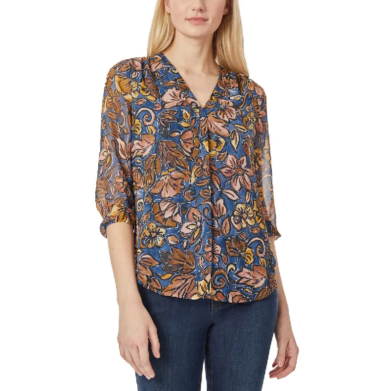Discount Extravaganza Jones New York Womens Pleat-Front Printed Tunic Top