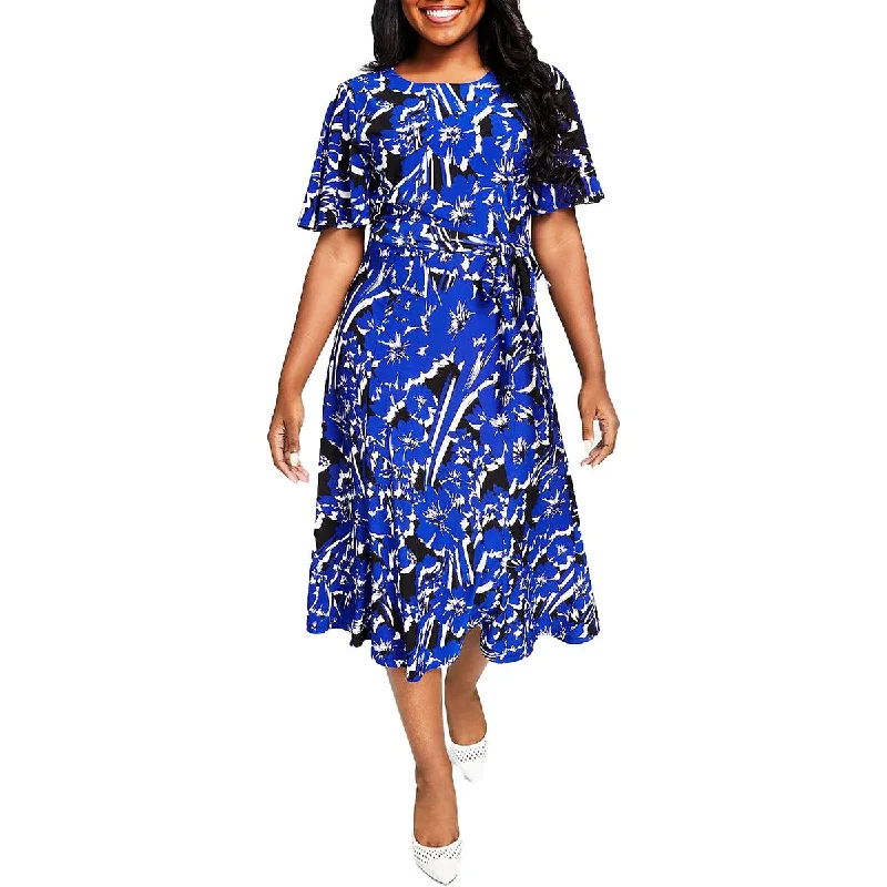 Discount Deals Kasper Womens Floral Midi Sheath Dress