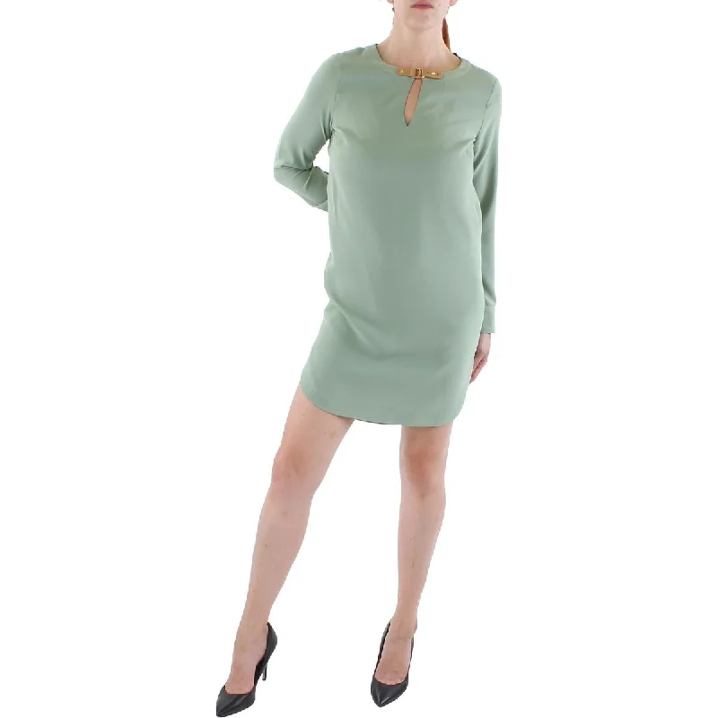 YEAR-End Sale Lauren Ralph Lauren Womens Faux Leather Trim Mini Shift Dress