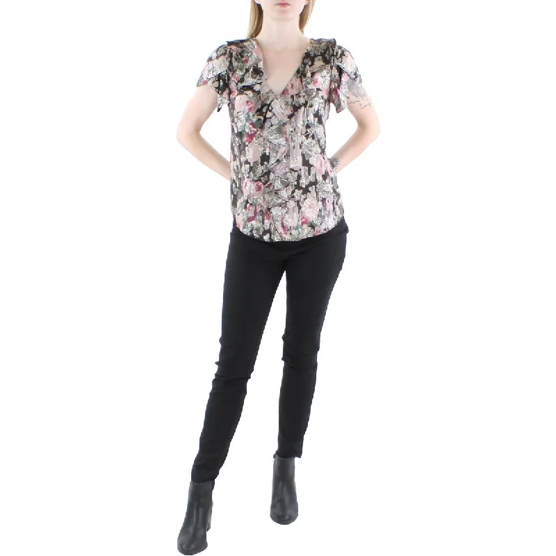 Lowest Price Lauren Ralph Lauren Womens Metallic Ruffle Blouse