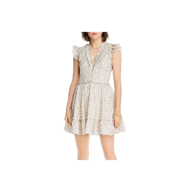 Clearance Sale LINI Womens Melissa Floral Ruffle Mini Dress