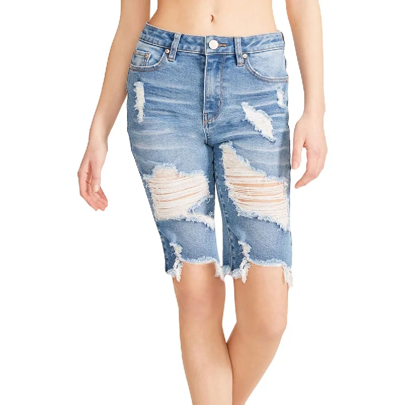 Lowest Prices Madden Girl Women's Destroyed Cut Off Denim Bermuda Shorts