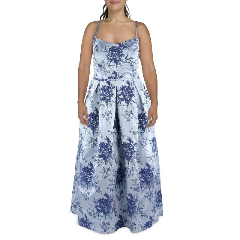 Deal Mania Morgan & Co. Womens Plus Metallic Long Evening Dress
