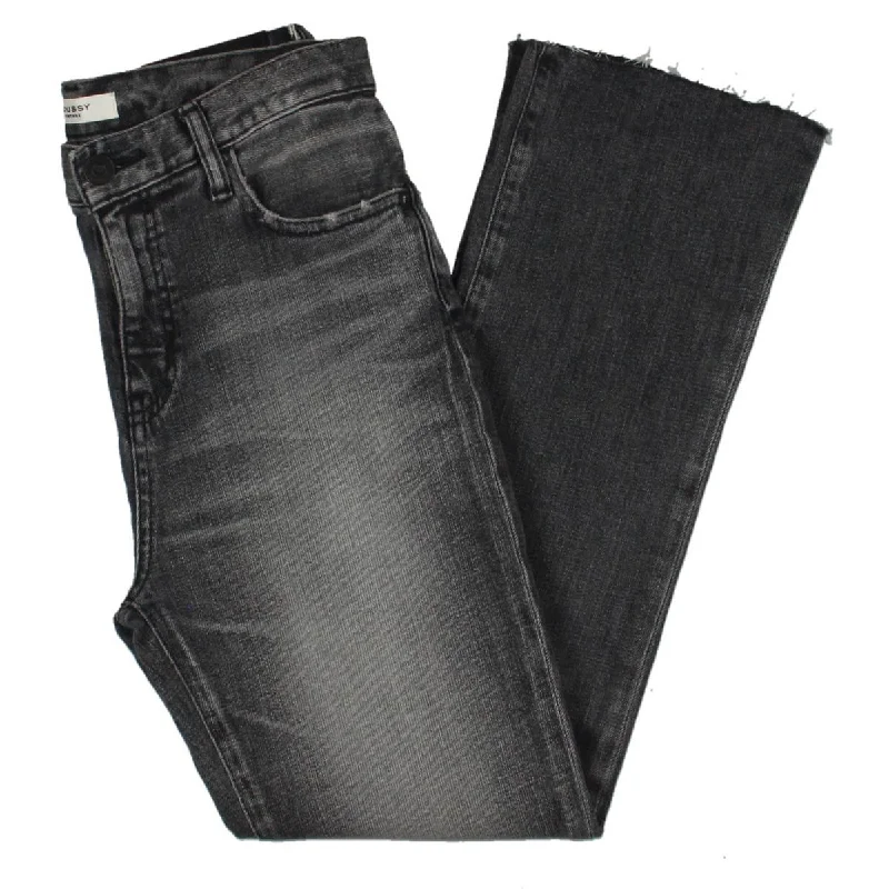 Midnight Madness Moussy Vintage Womens Seneca Faded Distressed Flare Jeans