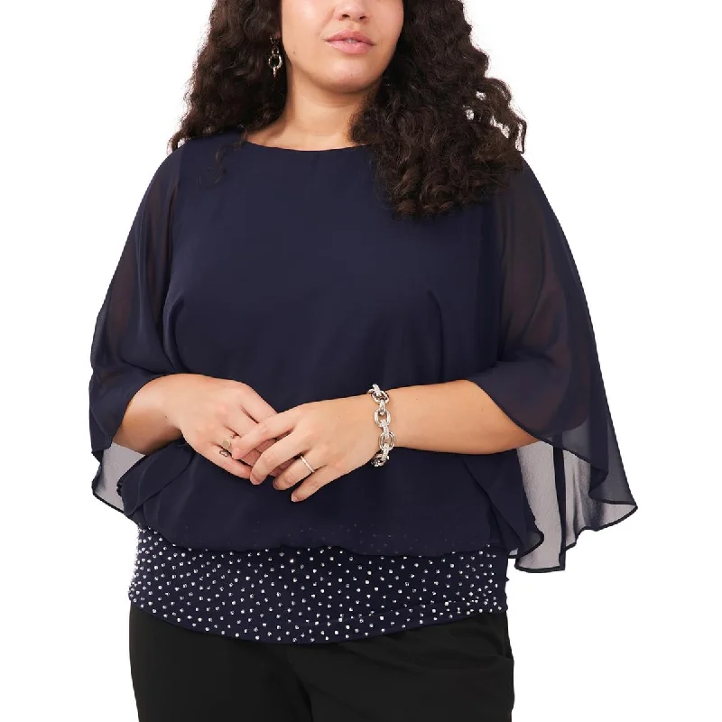 Special Offer MSK Womens Plus Embellished Banded-Hem Blouse