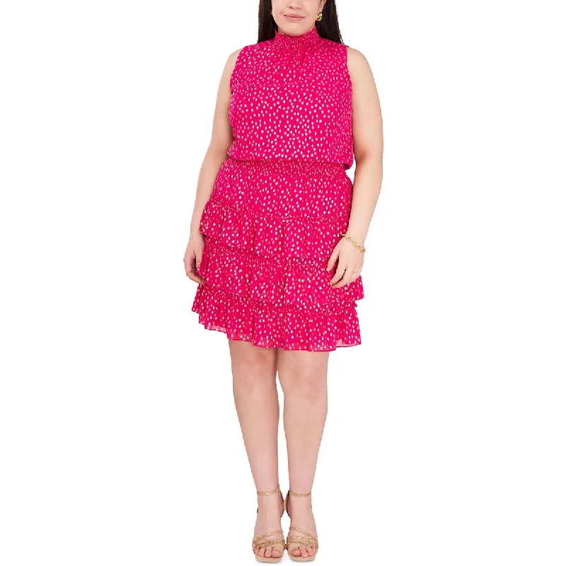 Deal Dash MSK Womens Plus Mock Neck Knee-Length Cocktail and Party Dress