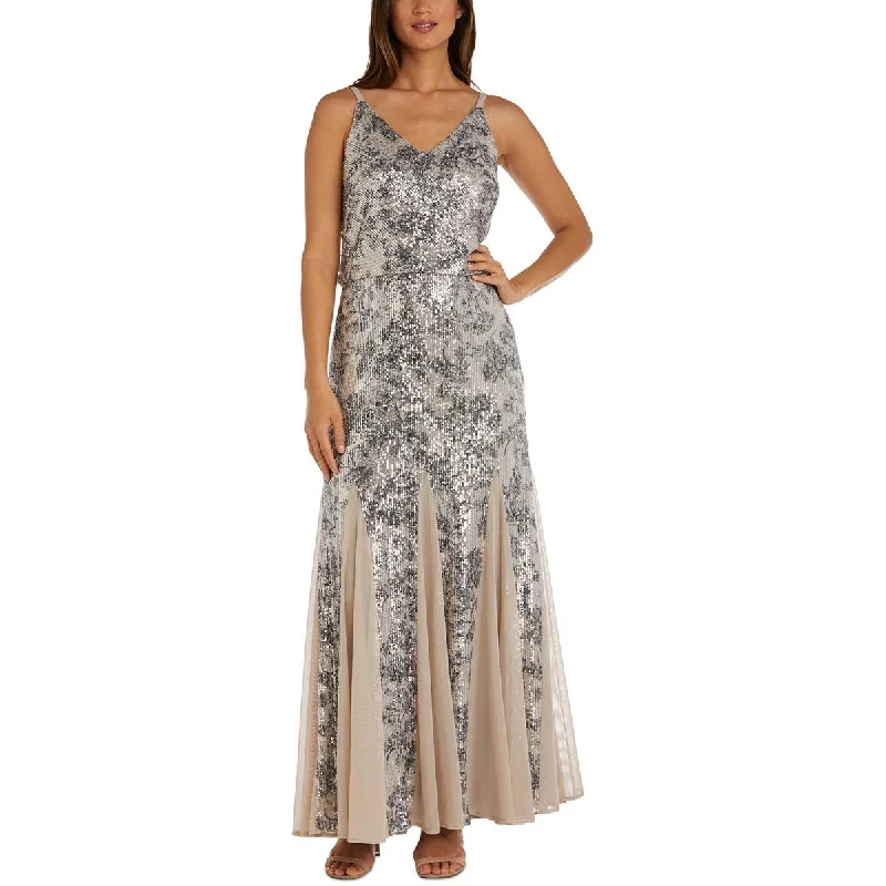 Epic Deals R&M Richards Womens Sequined Mesh Evening Dress