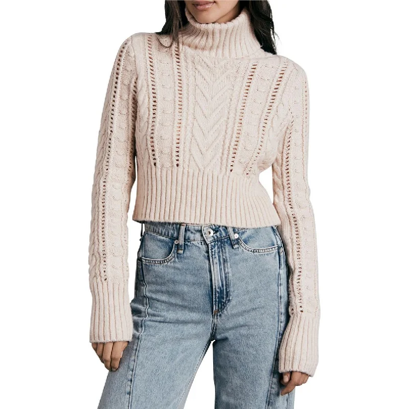 Limited Stock Rag & Bone Womens Elizabeth Ribbed Trim  Wool Turtleneck Sweater