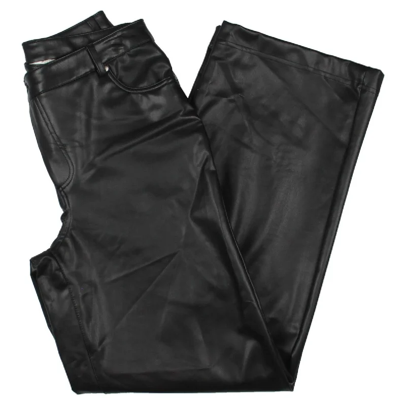 Final Clearance RD Style Womens Amber Vegan Leather High Rise Straight Leg Pants