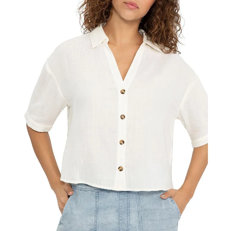 Don't Miss Sanctuary Womens Button Front Collared Blouse