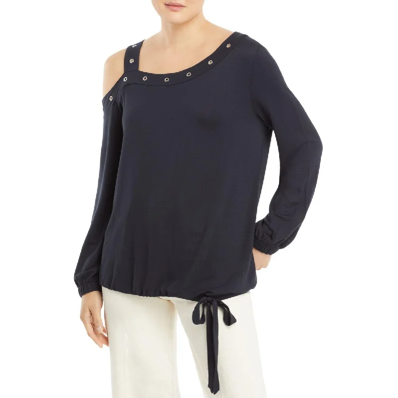 Markdowns Single Thread Womens Grommet Cold Shoulder Pullover Top