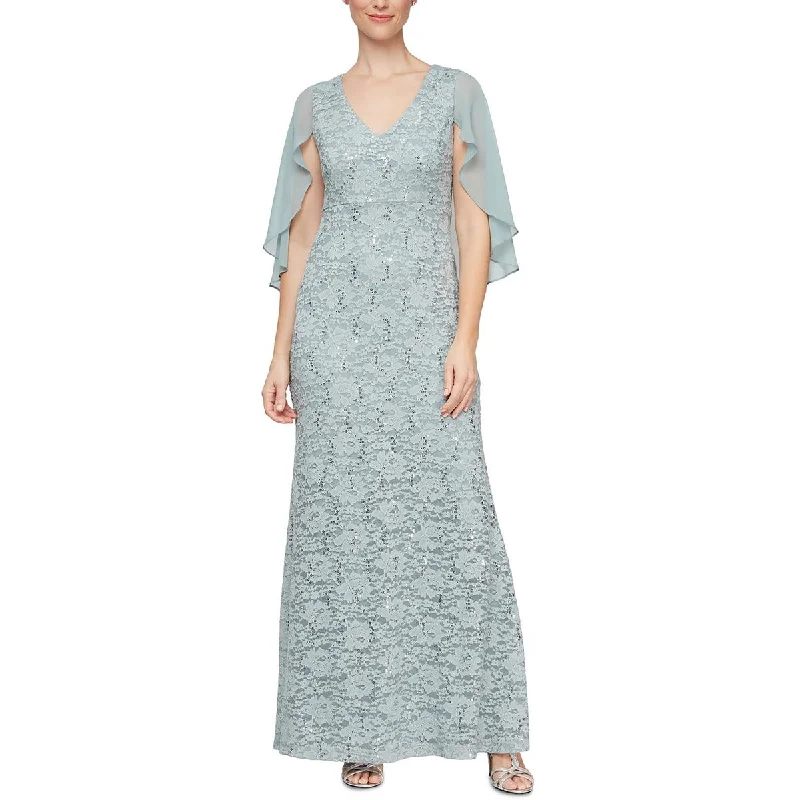 Closeout SLNY Womens Lace Sequined Evening Dress