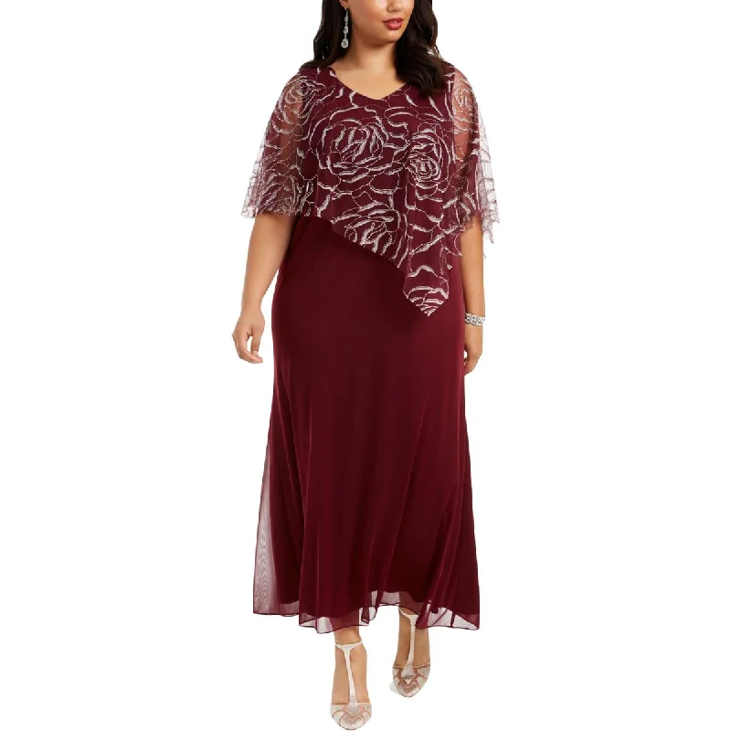 Sale Event SLNY Womens Plus Glitter Long Evening Dress