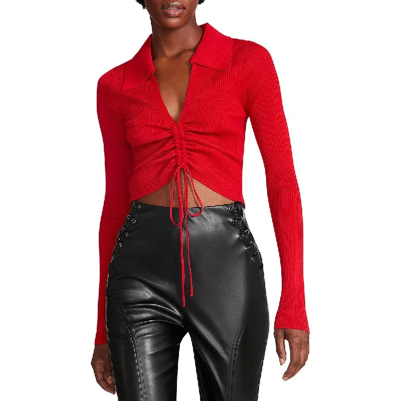 Big Savings Steve Madden Womens Cropped Collared Pullover Sweater