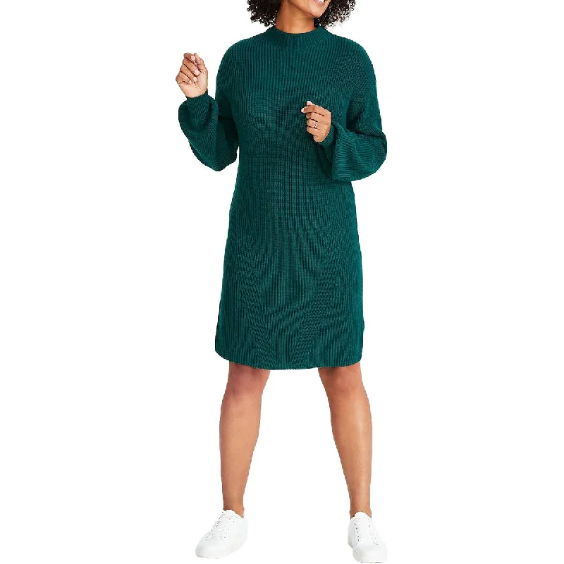 Price Smash Style & Co. Womens Ribbed Knit Mock-Turtle Neck Sweaterdress