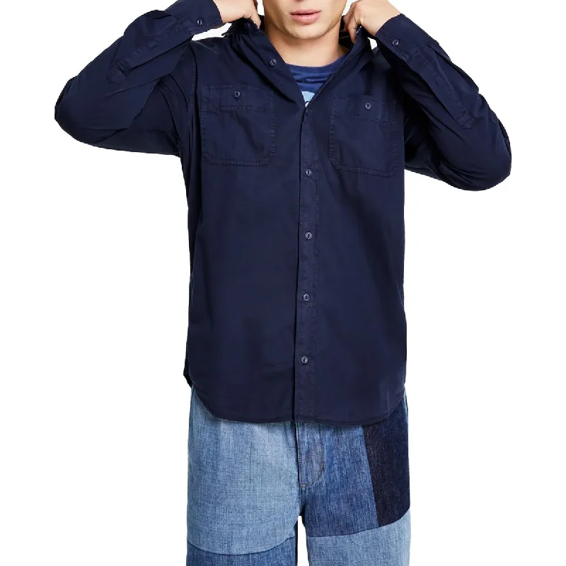 Exclusive Online Offer Sun + Stone Mens Collared Long Sleeve Button-Down Shirt