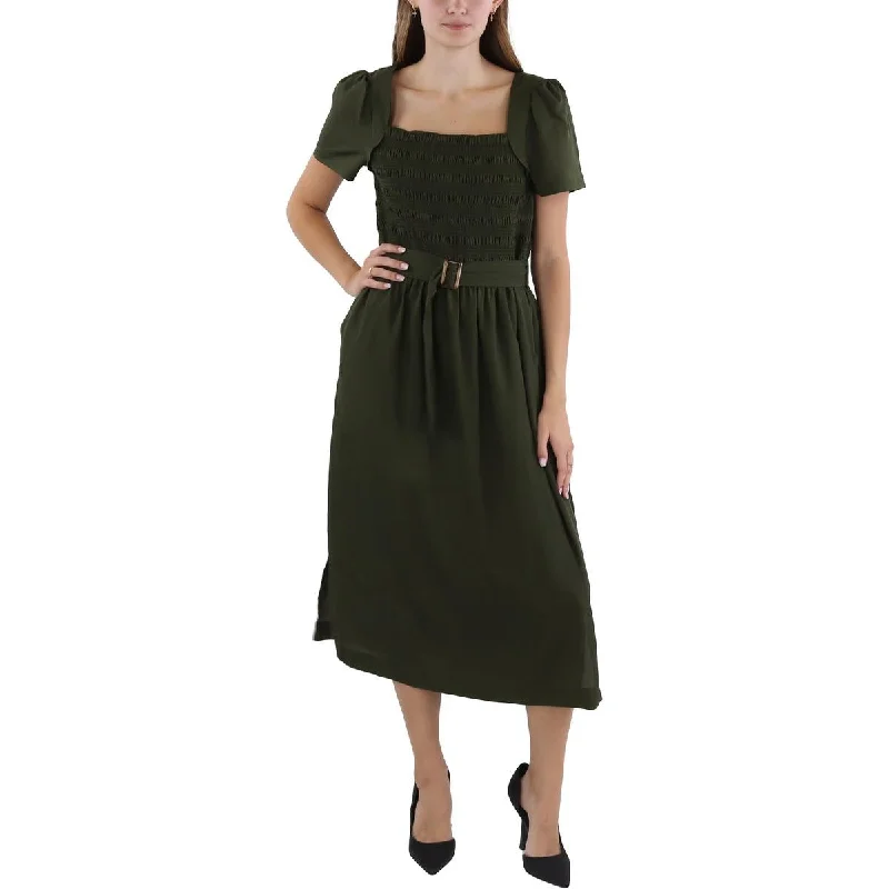 Get It Before It’s Gone Tahari ASL Womens Chiffon Pocket Midi Dress