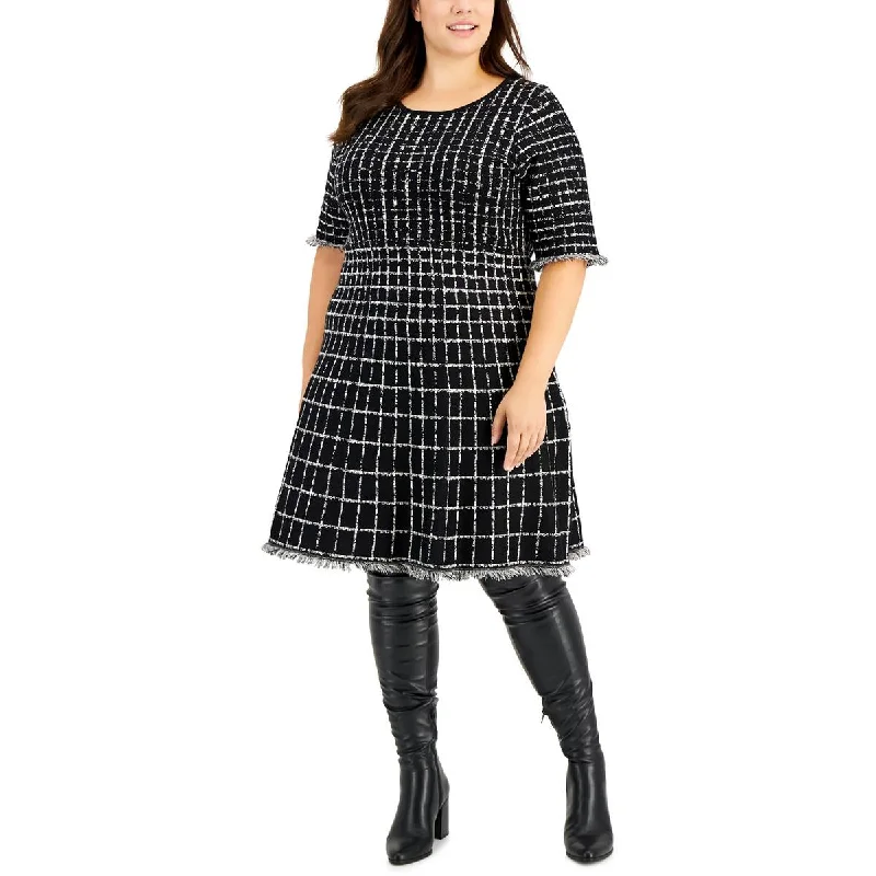 Act Fast Taylor Womens Plus Pattern Knee-Length Sweaterdress