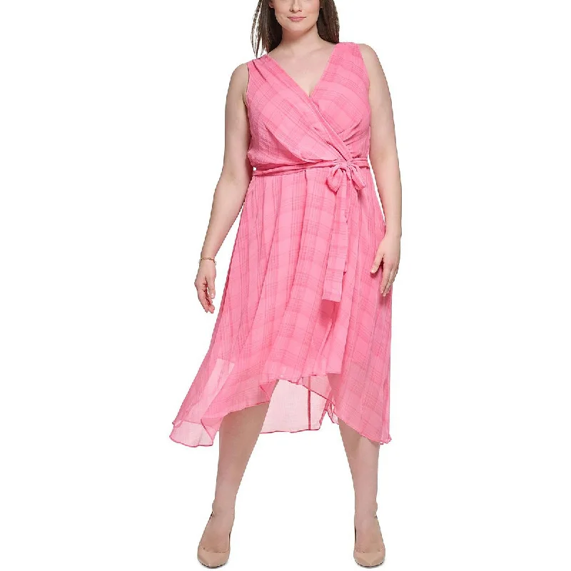 Extra Savings Tommy Hilfiger Womens Plus Belted Midi Wrap Dress